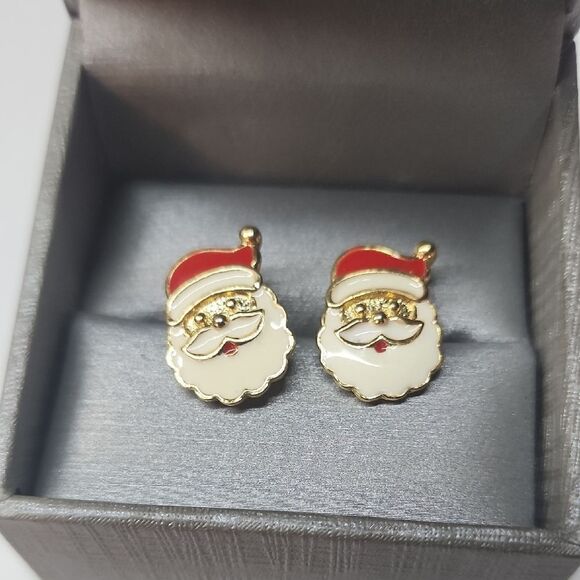 Avon Jewelry - Santa Claus Gold and Red Earrings